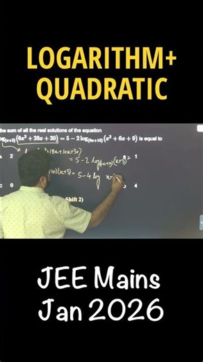 Logarithm And Quadratic Equations PYQ JEE Mains Jan 2026 Shift BITSAT CUET NDA