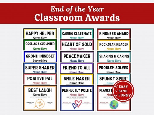 Classroom Award Certificates Editable in Canva, End of School Year Achievement Awards, Students Gift, Graduation Ceremony Teacher Resource - Etsy