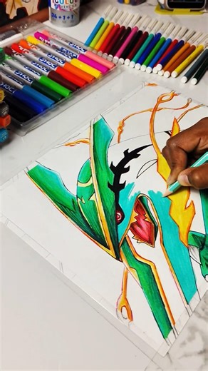 Mega Rayquaza Drawing🔥 #shorts #pokemon