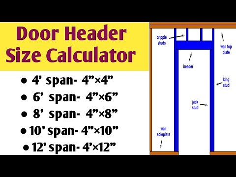The Door Header Size Calculator | Door header size for 3', 4', 5', 6', 7', 8', 9', 10' & 12' opening
