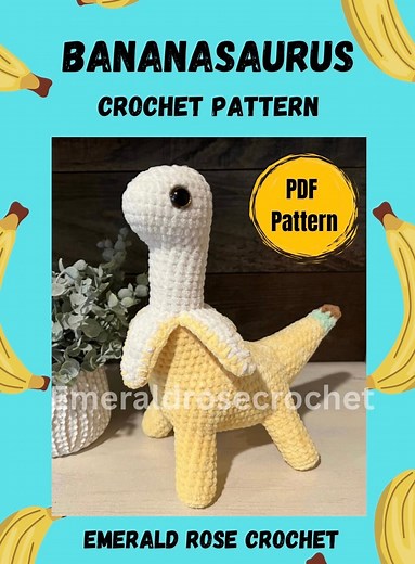 Bananasaurus Dinosaur NO SEW Crochet Pattern - Etsy
