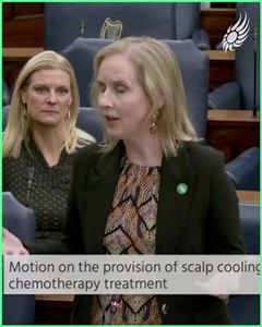 13 reactions | There should be no postcode lottery for humane and respectful cancer care. For a very small cost, hair loss treatment could be available in every public hospital in Ireland. Senator Pauline O'Reilly - Green Party brought this motion to the Seanad yesterday on cold cap treatment. | Green Party Ireland | Facebook