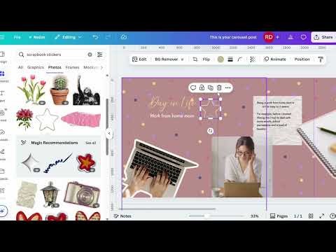 Design With Me / Let’s create a 5 slide carousel post / Let's create Stickers in Canva