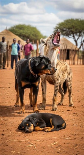 Can the hyena strike back against the dog's quick moves #predators #hyenas #dogs