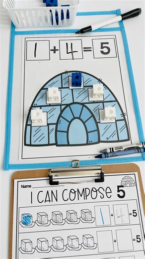 Kindergarten • Math on Instagram: "I Can Compose 5 (and 10 option) 🧊 For the 🔗 comment: COMPOSE #kindergarten #maths #firstgrade"