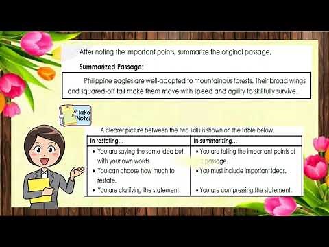 English 5 Q3 Week 3 (Restating Sentences and Summarizing Information from Various Text Types)