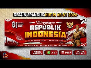 Desain Spanduk HUT RI ke-81 Tahun 2026 | Gratis File CDR | Tutorial CorelDRAW Lengkap