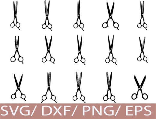 Hair Scissors SVG Silhouette Bundle Barber Salon Shears Icon Set for Crafts - Etsy