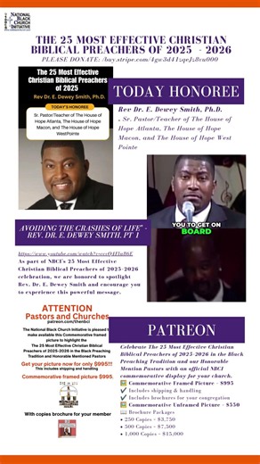 | Rev. Dr. E. Dewey Smith | 25 Preachers of 25/26