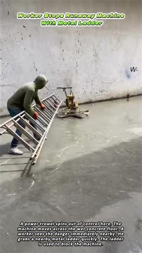 Worker Stops Runaway Machine With Metal Ladder