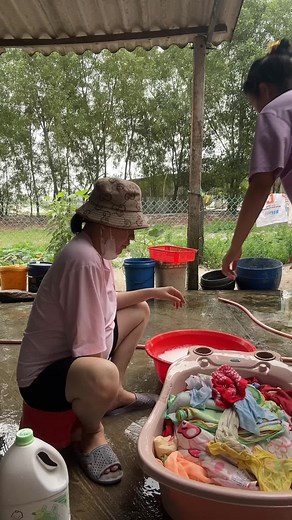 Traditional Hand-Washing Clothes in Outdoor Settings