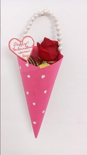 DIY Chocolate &Rose Cone🌸Perfect Women’s Day Gift🍫#womensday #shorts #diy #festivegifting #craft