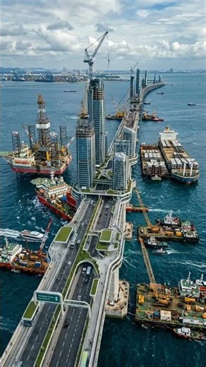 The Ultimate Sea Bridge & Floating Architecture Timelapse 🏗️✨