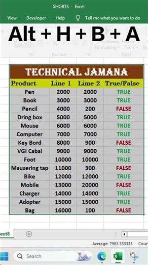 Excel Border Shortcut key #shorts #Excel #exceltips