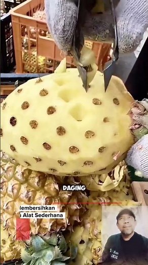 easy way to clean pineapple with simple tools ‼️