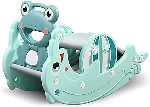 Convertible Toddler Freestanding Slide, Baby Slide, Child Long Climber Slide, Kid Playground Play Set, Baby Playground Activity Center, Infant Play Equipment Indoor Outdoor (Frog Green)