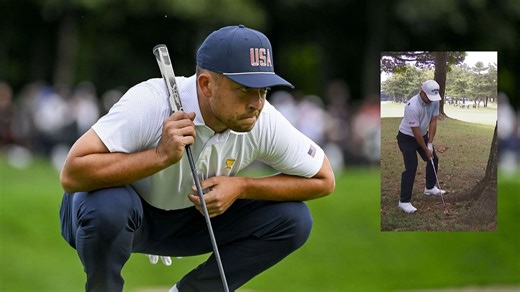"Prob still finish top 20" – PGA Tour pro's playful take as Xander Schauffele's tee shot wedges against a tree root