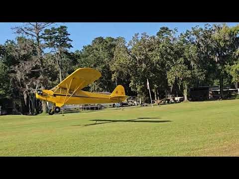 Piper j3 cub takeoff at Hodges airpark GA39