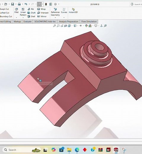 SOLIDWORKS TUTORIAL FOR BEGGINER (EXTRUDED BOSS, CUT, FILLET) #shorts #shortvideo