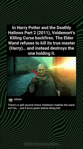 In Harry Potter and the Deathly Hallows Part 2 (2011), Voldemort’s Killing Curse Turns Against Him