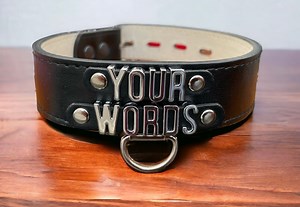 Leather Choker Collar Leather Choker Personalized Handmade Custom Collar I 30mm Wide Chrome Letters Real Leather Choose Your Own Wording - Etsy
