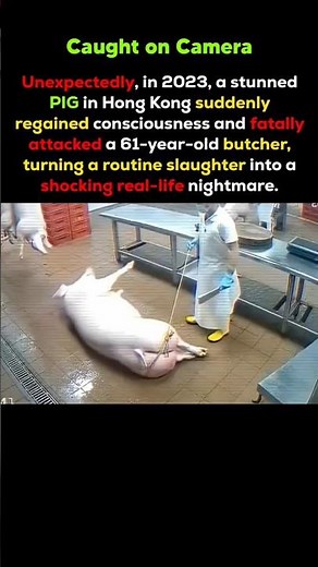 Shocking CCTV Footage: Pig Wakes Up & Attacks Butcher in Hong Kong 😱 #shorts #usa