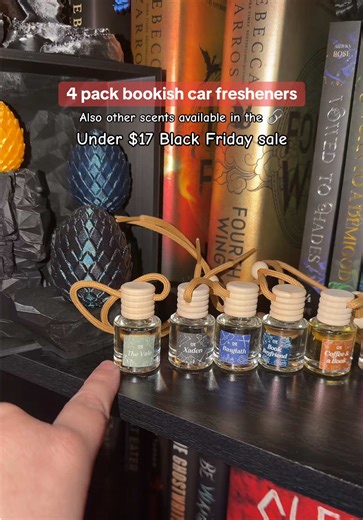 Bookish scented car fresheners! My favorite are from @CE Craft Company the 4 packs save you so much!! Grab your favorites on sale! #carfreshener #bookishthings #bookish #booktok #tiktokshopblackfriday