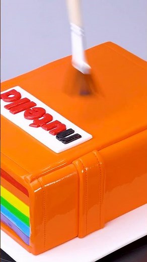 Rainbow Nutella Book Fondant Cake 🌈📔 Satisfying Cake Decorating #shorts #cake #nutella