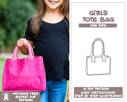 Girls Tote Bag Sewing Pattern: Easy Kids Purse (PDF Pattern) - Etsy