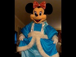 Minnie Mouse Blue satin fluffy princess dress Full suit video