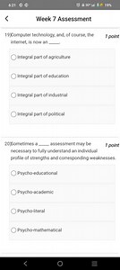 6:21 解 { } ^ { + } 19 \% Week 7 Assessment 19)Computer technol... | Filo