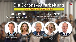 📣 Die Corona-Aufarbeitung 🦠 Dr. jur. Beate Sibylle Pfeil, Rechtsanwalt Philipp Kruse LL.m., Prof. Dr. Dr. med. Martin Haditsch, Prof. a.D. Dr. med. Andreas Sönnichsen, Moderation: Edith Brötzner 🗓 28.März.2025 🕖 19:00 🏘 Henndorf am Wallersee TICKETS AB SOFORT VERFÜGBAR: 🔗 https://www.eventim-light.com/at/a/6529b2dad546a07f2686ec0d/e/67717c1e6281131e779367dc (Bezahlte Anzeige) | RTV Privatfernsehen