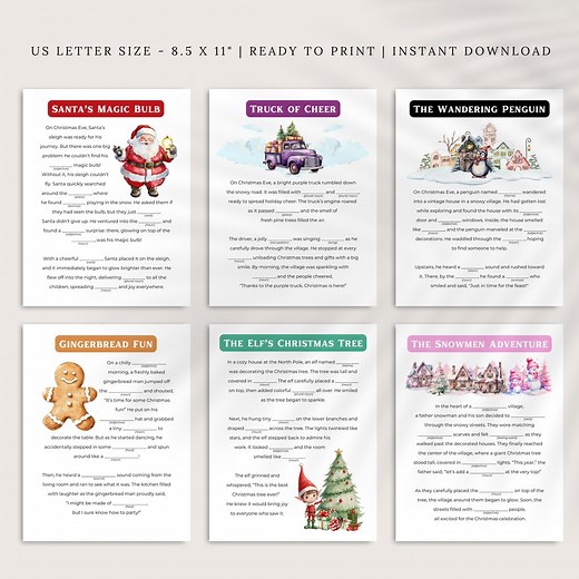 6 Printable Christmas Mad Libs, Classroom, Office Holiday Party Games - Etsy