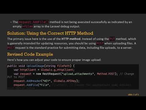 How to Successfully Upload Images to a Laravel API with C# RestSharp