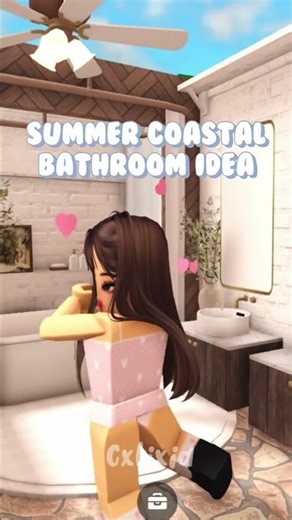 bloxburg summer coastal bathroom build idea!🌊#shorts #bloxburg #bloxburgbuild #roblox #bloxburghouse