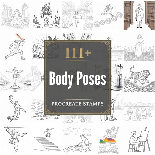 Body Poses Procreate Brushes | 111+ Stamps & Pngs | Digital Download - Etsy