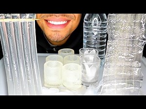 ASMR MOST POPULAR FOODS CLEAR FOOD JELLY NOODLES ALOE VERA EDIBLE SLIME SHOT GLASSES EATING SHOW