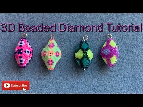 3D Beaded Diamond, Peyote stitch tutorial
