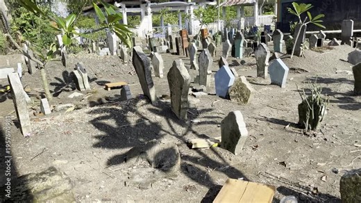 Traditional Muslim Cemetery in a Rural Village in Indonesia