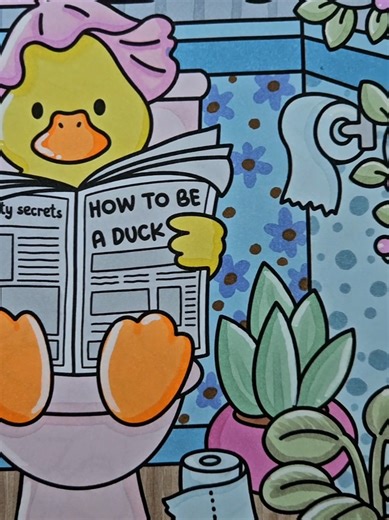 First page in Quacky Days and how could I resist this cute ducky toilet page 🙊 Who else has this book or has it on their wishlist? Book- Quacky Days @Miss Kitsch 🎨 #misskitsch #quackydays #cozycoloring #ohuhu #colourtok