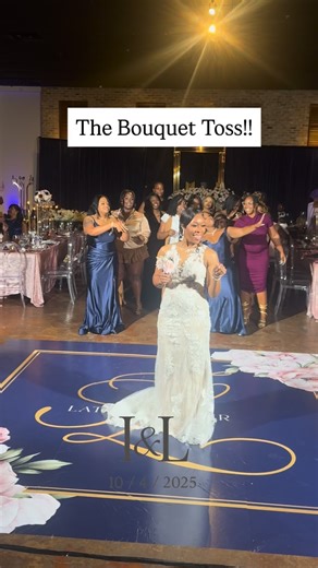 THE BOQUET TOSS!! WHO’S NEXT? #wedding #events #gobo #monogram #upligjting #eventlighting #eventplanner #weddingplanner | DJ Vision Sound and Lighting