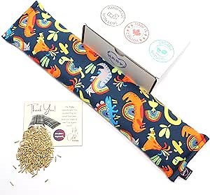 Microwave Double-Layered Heating Pad for Pain Relief - Extra Long 20"x5" Moist Heat for Back Neck Shoulders Cramps Sore Muscles Aches and Joints - Oats Bean Bag Pack Neck Wrap. Dino Christmas Pattern