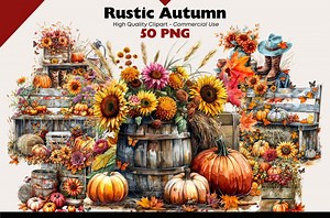 Rustic Autumn Clipart Bundle Watercolor Countryside Graphics Digital Download Pumpkin Patch Png Clipart Paper Crafts Fall Nature Scrapbook - Etsy