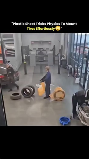 Knowledge.io on Instagram: "What looks like a simple trick is actually a clean demonstration of applied physics and mechanical understanding. By introducing a thin sheet of plastic at the right moment, friction is reduced exactly where resistance would normally fight the tire’s movement. The controlled angle guides the tire’s momentum, allowing it to roll, stretch, and seat itself naturally onto the rim without excessive force. There’s no brute strength here, no heavy machinery forcing complianc