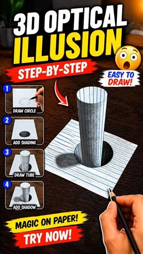 How to Draw an Amazing 3D Optical Illusion | Easy Step-by-Step Pencil Drawing 🤯