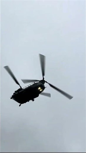Chinook helicopter flying low