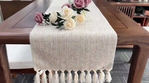 Boho Table Runner 13x72 Inch Beige Farmhouse Dresser Runner, Woven Table Runner for Dresser Top TV Stand Coffee Table Rustic Home Decor