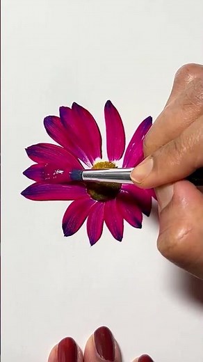 Pink Daisy Flower Painting | Easy Acrylic Art Tutorial 🌸🎨 #satisfyingvideo #beginnerarttips
