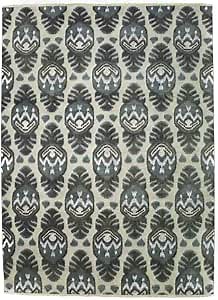 Solo Rugs Ikat Satna One of a Kind Hand Knotted Area Rug, Parchment, 9' 0" x 12' 3"