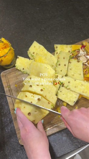 recipe: 1 pineapple, 2 oranges, 3 mangoes JUICE! This is my new FAV im obsessed 🥭🍊🍍🤍🌴🌺